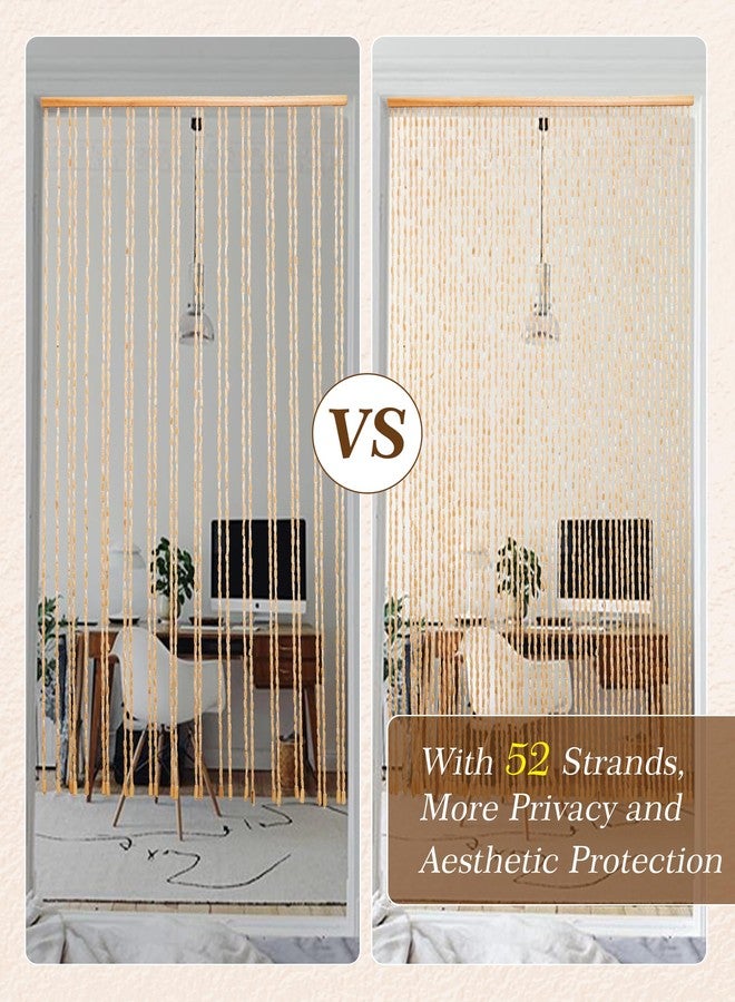 Ezcasch 52 Strands 35.4" x 79" Bamboo and Wood Beaded Curtain for Doorway Handmade Natural Doorway Beads Bohemian Bamboo and Wooden Room Devider Hanging Boho Beaded Curtain,Beige - Image 5